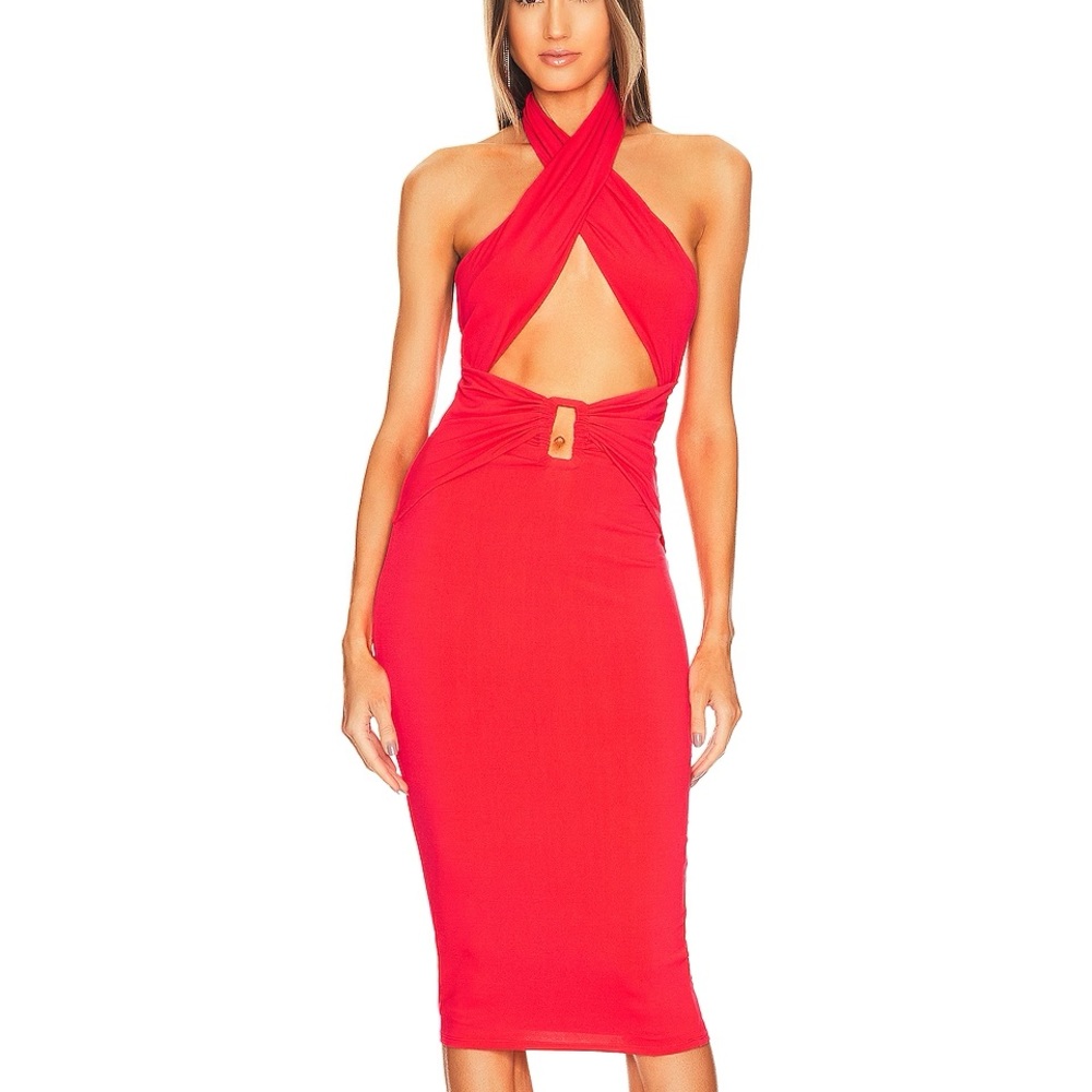 Michael Costello x REVOLVE Raylynn Dress in in Hibiscus Red
